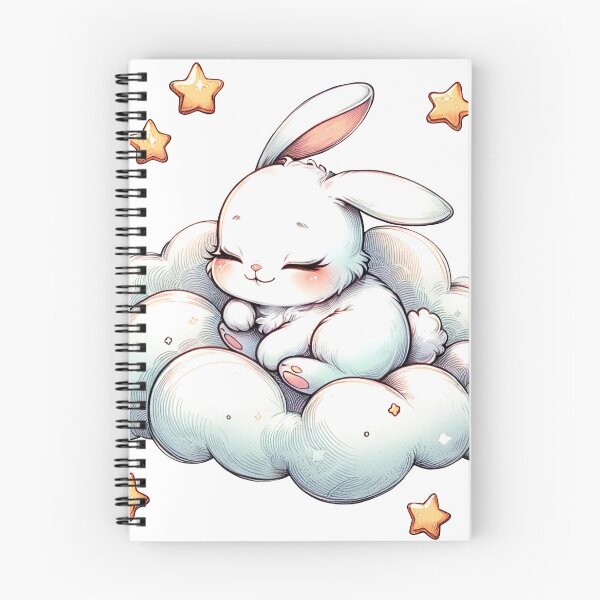 Item preview, Cute Bunny on Cloud with Stars – Kawaii Dreamy Illustration designed and sold by mybunnyparadise.
