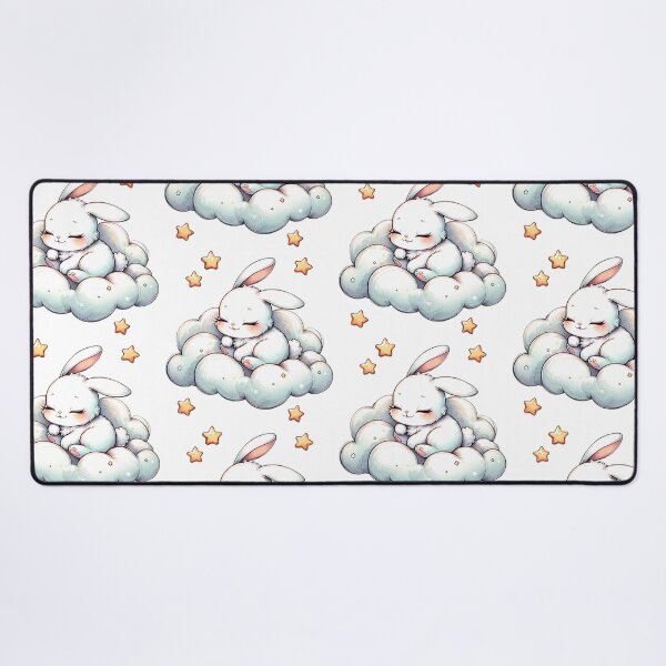Item preview, Cute Bunny on Cloud with Stars – Kawaii Dreamy Illustration designed and sold by mybunnyparadise.