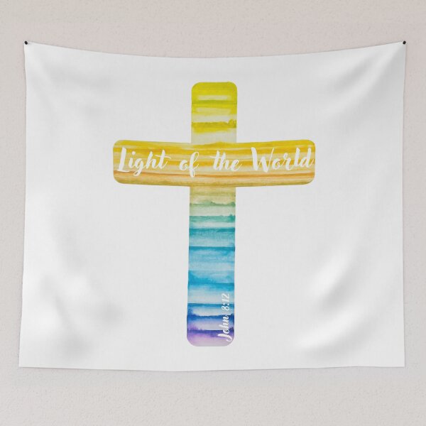 Item preview, Light of the World Christian Cross Watercolor Art  designed and sold by ErynRoseDesign.