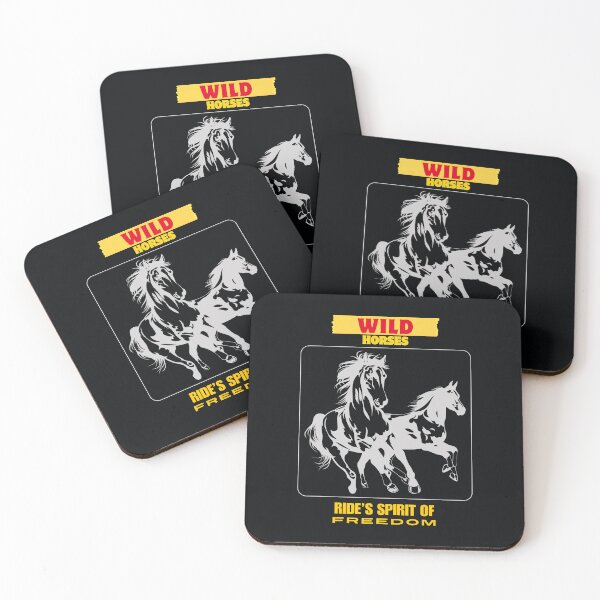 Item preview, Wild Horses in Motion with Red and Yellow Freedom Text designed and sold by SplashTastic.