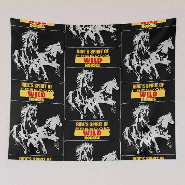 Item preview, Wild Horses in Motion with Red and Yellow Freedom Text designed and sold by SplashTastic.