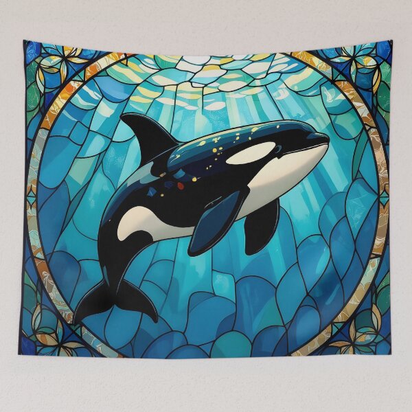 Item preview, Stained Glass Orca designed and sold by ChanceTwoArt.