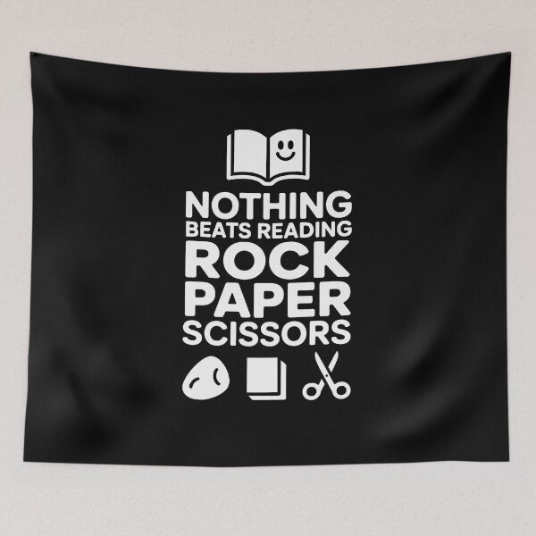 Item preview, Nothing Beats Reading Rock Paper Scissors – Simple Monochrome Artwork designed and sold by Stock4U.