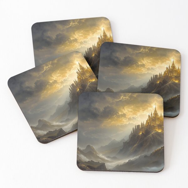 Item preview, Golden Fantasy Castle in the Mountains designed and sold by eyeconart.