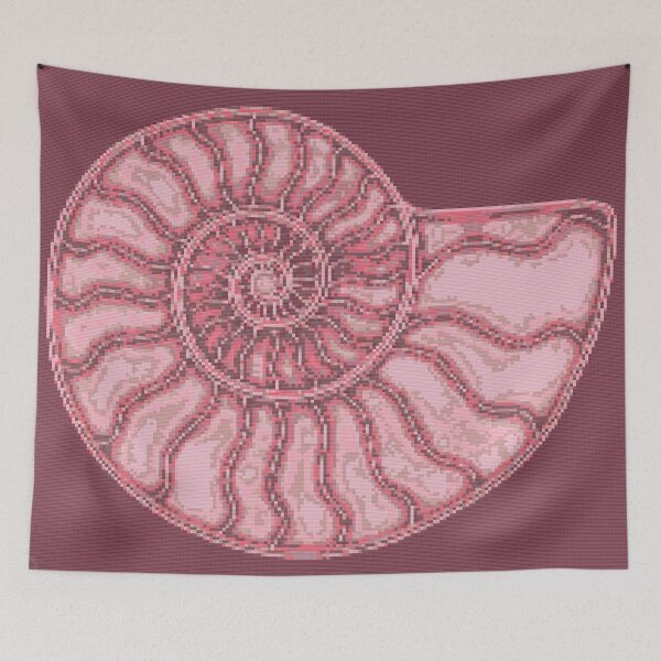 Item preview, Pixel Art Pink Ammonite designed and sold by FlyingJackalope.