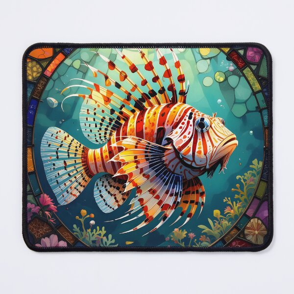 Item preview, Lion Fish In A Stained Glass Frame designed and sold by ChanceTwoArt.