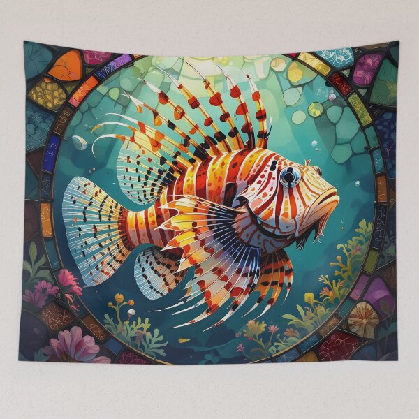 Item preview, Lion Fish In A Stained Glass Frame designed and sold by ChanceTwoArt.