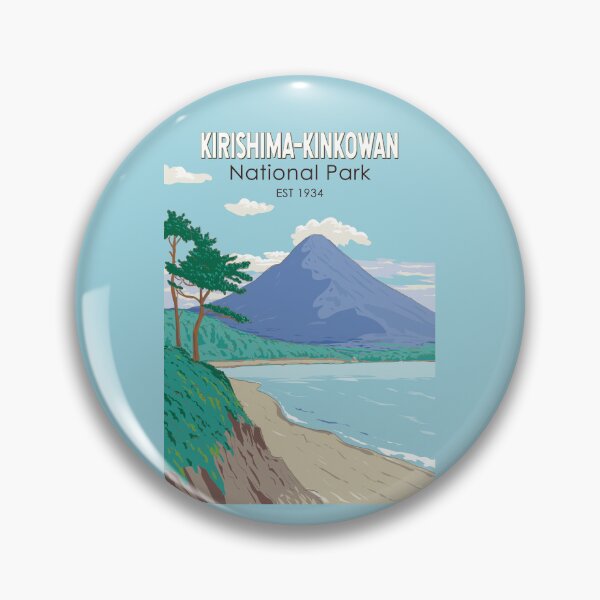Item preview, Kirishima Kinkowan National Park Japan Illustration Travel Art Vintage designed and sold by KrisSidDesigns.