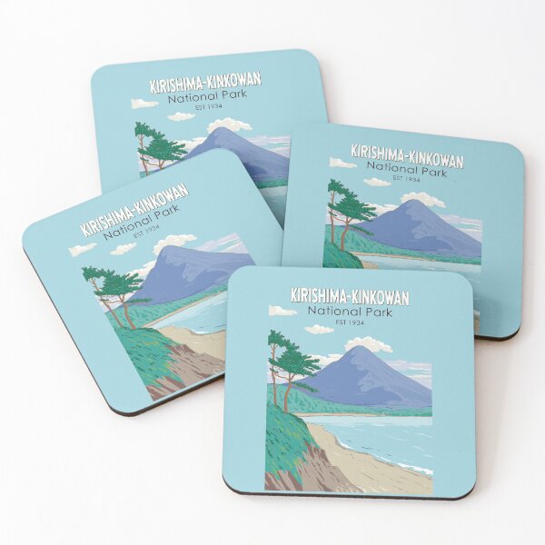 Item preview, Kirishima Kinkowan National Park Japan Illustration Travel Art Vintage designed and sold by KrisSidDesigns.