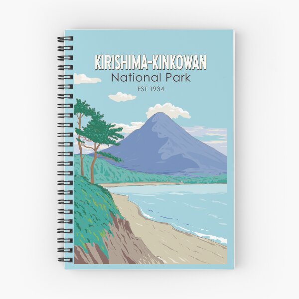Item preview, Kirishima Kinkowan National Park Japan Illustration Travel Art Vintage designed and sold by KrisSidDesigns.