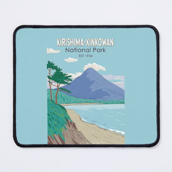 Item preview, Kirishima Kinkowan National Park Japan Illustration Travel Art Vintage designed and sold by KrisSidDesigns.