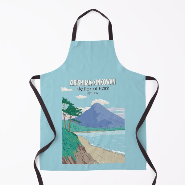 Item preview, Kirishima Kinkowan National Park Japan Illustration Travel Art Vintage designed and sold by KrisSidDesigns.