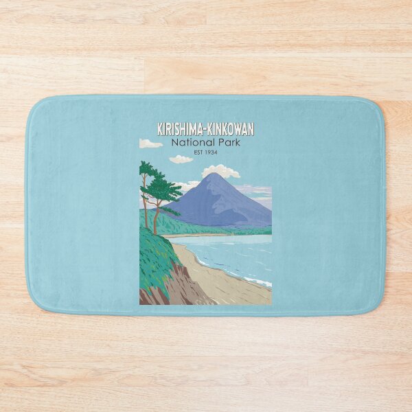 Item preview, Kirishima Kinkowan National Park Japan Illustration Travel Art Vintage designed and sold by KrisSidDesigns.