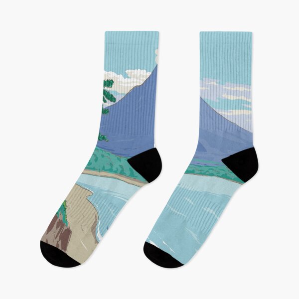 Item preview, Kirishima Kinkowan National Park Japan Illustration Travel Art Vintage designed and sold by KrisSidDesigns.