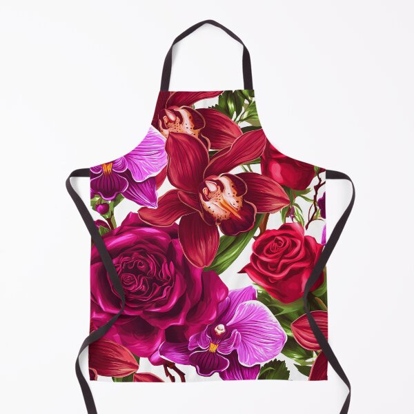 Item preview, Scarlet Red Roses And Pink Orchids Floral Art designed and sold by DEC02.