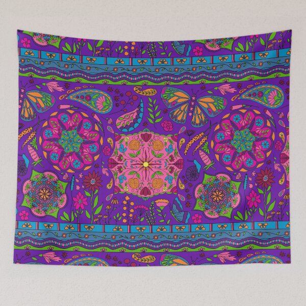 Item preview, Boho Pattern with Bright Colors and Purple Background designed and sold by Unhinged Heather.