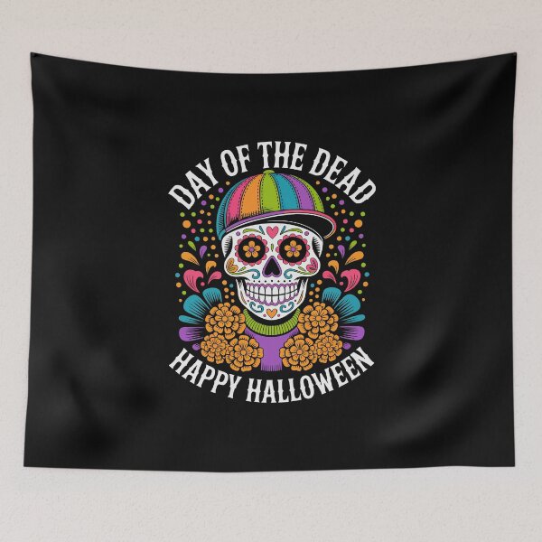 Item preview, Day of the Dead Sugar Skull with 'Happy Halloween' designed and sold by 89BLACK.