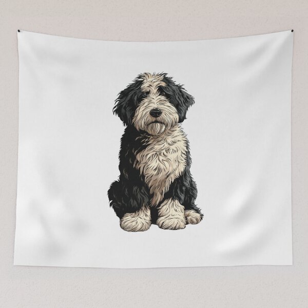 Item preview, Bernedoodle Dog Illustration, Black and White Bernedoodle  designed and sold by whyitsme.