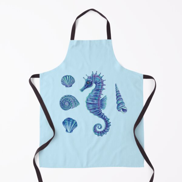 Item preview, Seahorse & Sea Shells (Blue & Turquoise) designed and sold by Scarlet Swan.