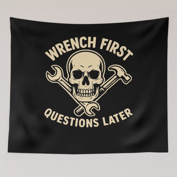 Item preview, Wrench First Questions Later Mechanic Funny designed and sold by LuminOrb.