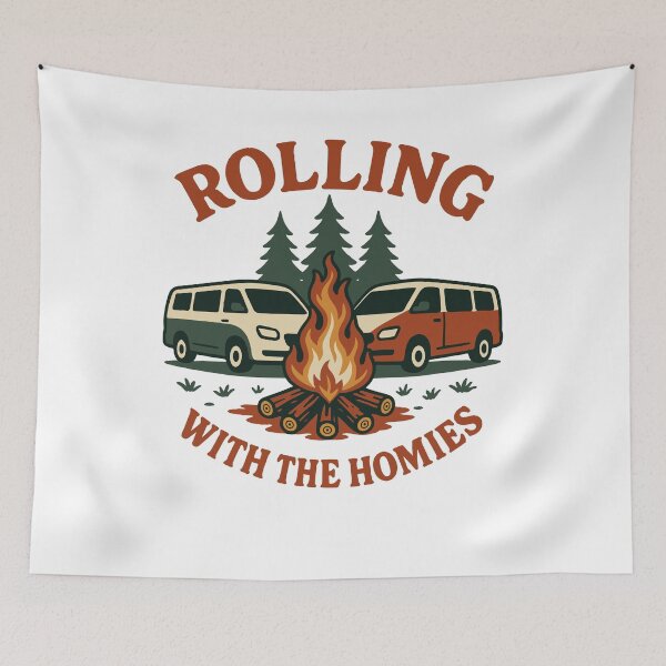 Item preview, Rolling With The Homies Funny Camping Van designed and sold by LuminOrb.