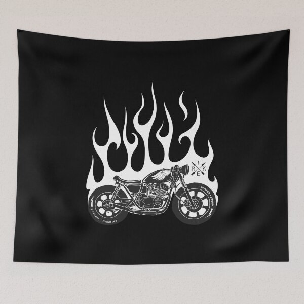 Item preview, vintage burning motorcycle designed and sold by Joncasmiart.