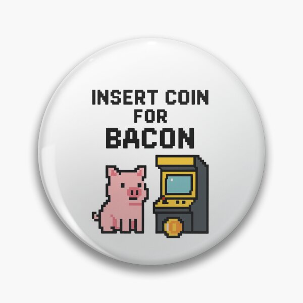 Item preview, Insert Coin for Bacon – Funny Pixel Pig Arcade Design designed and sold by SlomianyPisarz.