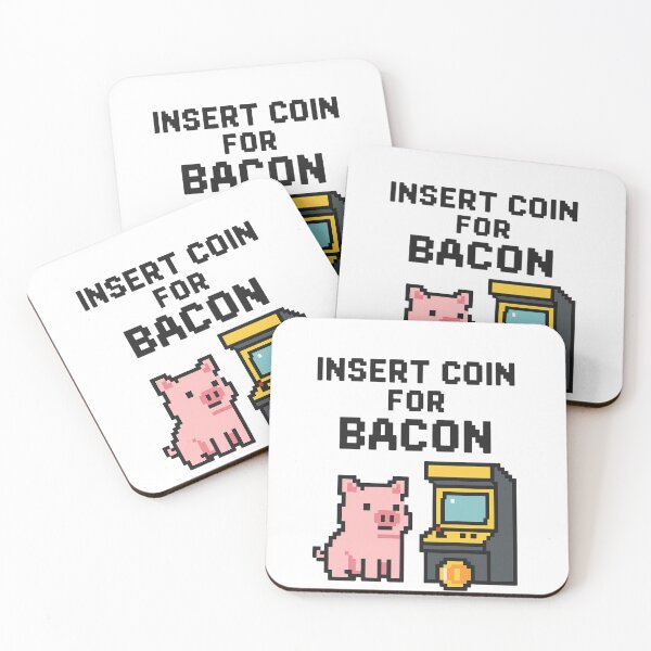 Item preview, Insert Coin for Bacon – Funny Pixel Pig Arcade Design designed and sold by SlomianyPisarz.