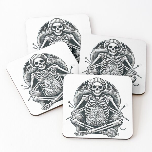 Item preview, Knitting Skeleton Sticker – Dark Gothic Yarn Lover Design designed and sold by Sandy's Cheeky Studio.