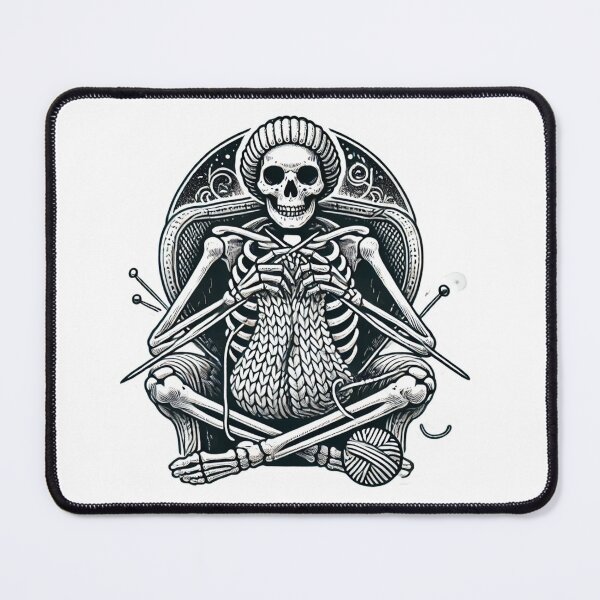 Artikelvorschau, Strickskelett-Aufkleber – Dark Gothic Yarn Lover Design entworfen und verkauft von Sandy's Cheeky Studio.