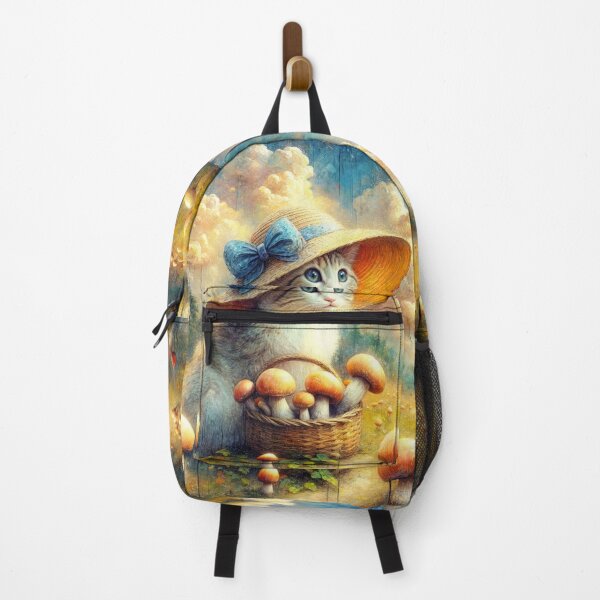 Item preview, Cute Kitty Collecting Porcini Mushrooms designed and sold by M-Y-A-R-T-.