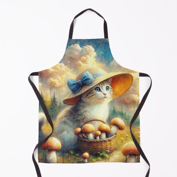Item preview, Cute Kitty Collecting Porcini Mushrooms designed and sold by M-Y-A-R-T-.