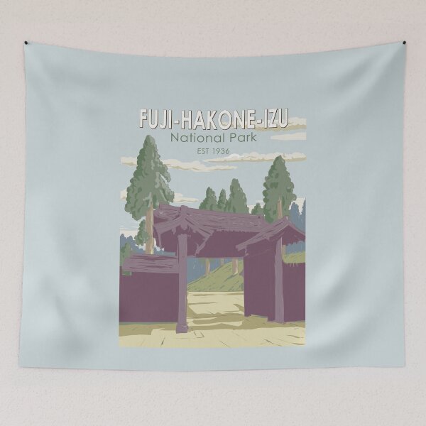 Item preview, Fuji Hakone Izu National Park Japan Illustration Travel Art Vintage designed and sold by KrisSidDesigns.