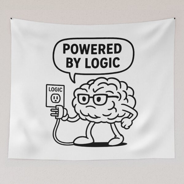 Item preview, Powered by Logic – Funny Rational Brain designed and sold by jelonkaa.