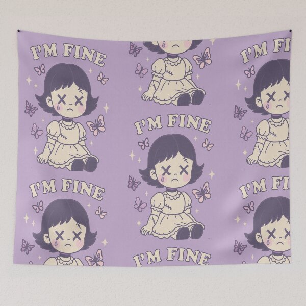 Item preview, I'm Fine Broken Doll Aesthetic – Soft Goth Crybaby Mental Health Shirt designed and sold by ReyDeLaCalle.