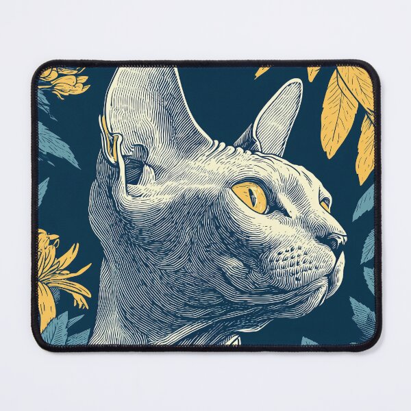 Item preview, Sphynx Cat with Chrysanthemums – Botanical Line Art Poster designed and sold by NewOldArtsy.