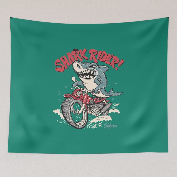 Item preview, Shark on a motorcycle in California designed and sold by Joncasmiart.