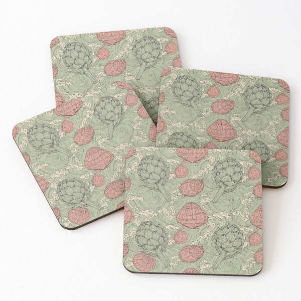 Item preview, Vintage Pattern of Artichokes and Shells – Botanical and Marine Style designed and sold by karina360.