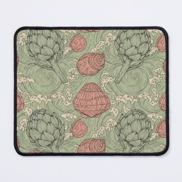 Item preview, Vintage Pattern of Artichokes and Shells – Botanical and Marine Style designed and sold by karina360.