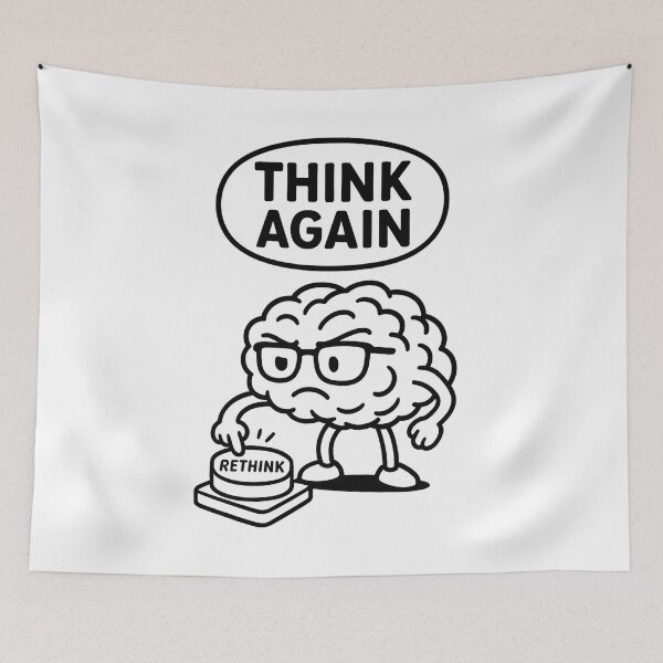 Item preview, Think Again – Funny Rethink Brain designed and sold by jelonkaa.