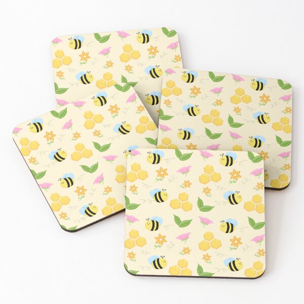 Item preview, Cute seamless vector pattern with bees, beehives, flowers and leaves on beige background  designed and sold by juoctaviniarts.