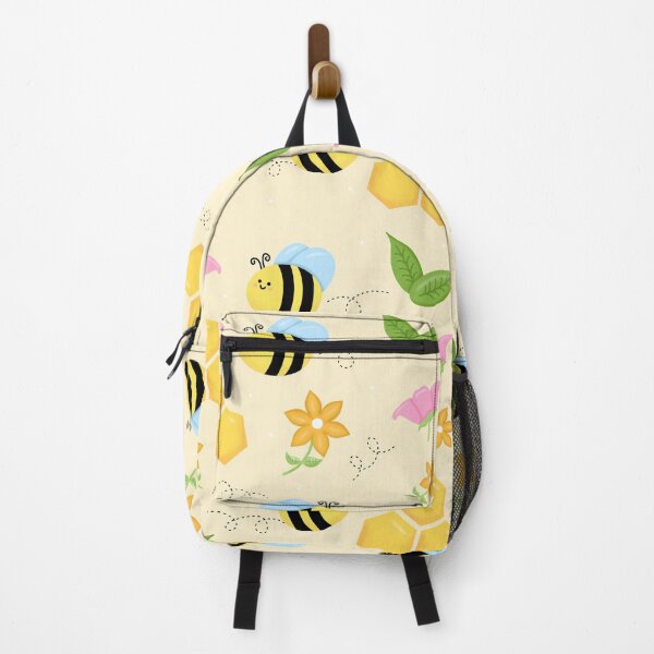 Item preview, Cute seamless vector pattern with bees, beehives, flowers and leaves on beige background designed and sold by juoctaviniarts.