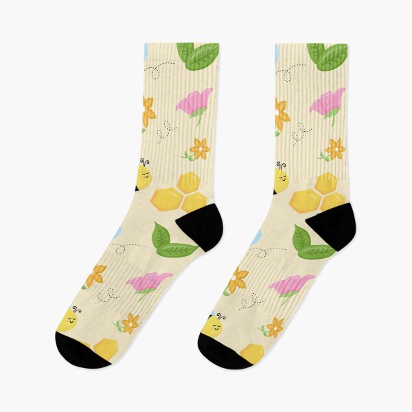 Item preview, Cute seamless vector pattern with bees, beehives, flowers and leaves on beige background  designed and sold by juoctaviniarts.
