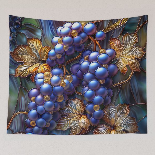 Item preview, Vibrant cluster of grapes stained glass style art designed and sold by MargaretWiktor.