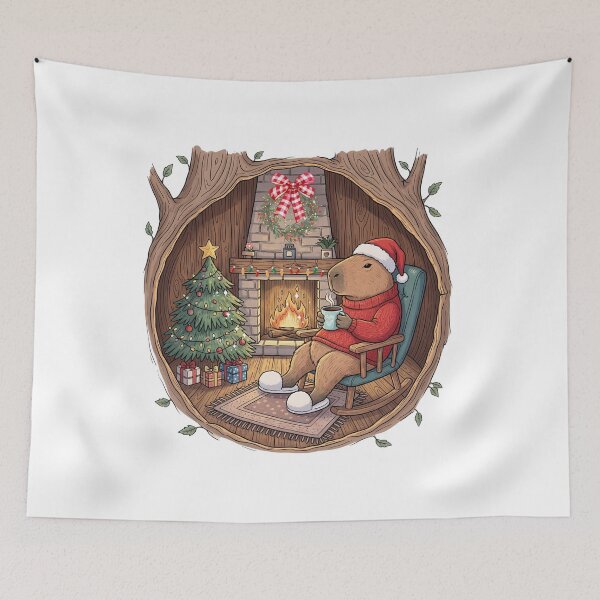 Item preview, Cozy Capybara Christmas Art  designed and sold by Claustronautas.