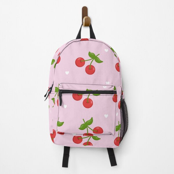 Item preview, Cute cherry with hearts seamless pattern in pink background designed and sold by juoctaviniarts.