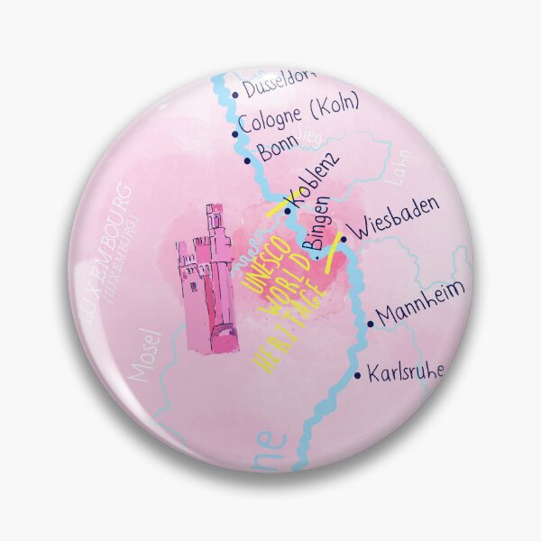 Item preview, Map of the Rhine showing the location of the UNESCO World Heritage Site in the Middle Rhine designed and sold by The Rhine in my suitcase.