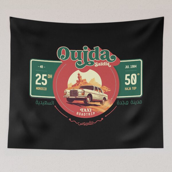 Item preview, Oujda Saïdia Roadtrip – Vintage Moroccan Taxi Design designed and sold by akartaws.
