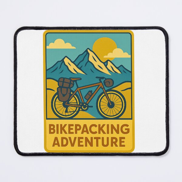 Item preview, Bikepacking Adventure Retro Poster Cycling Design designed and sold by Qbi Cycle & Co. – Cycling Apparel & Accessories.