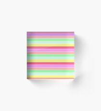 Pastel Rainbow Sorbet Horizontal Deck Chair Stripes Acrylic Block
